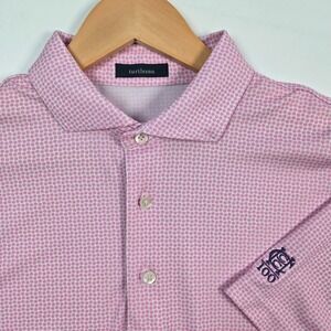 Turtleson Polo Shirt Mens Large Pink Micro Dot Performance Golf CCC 100 Logo